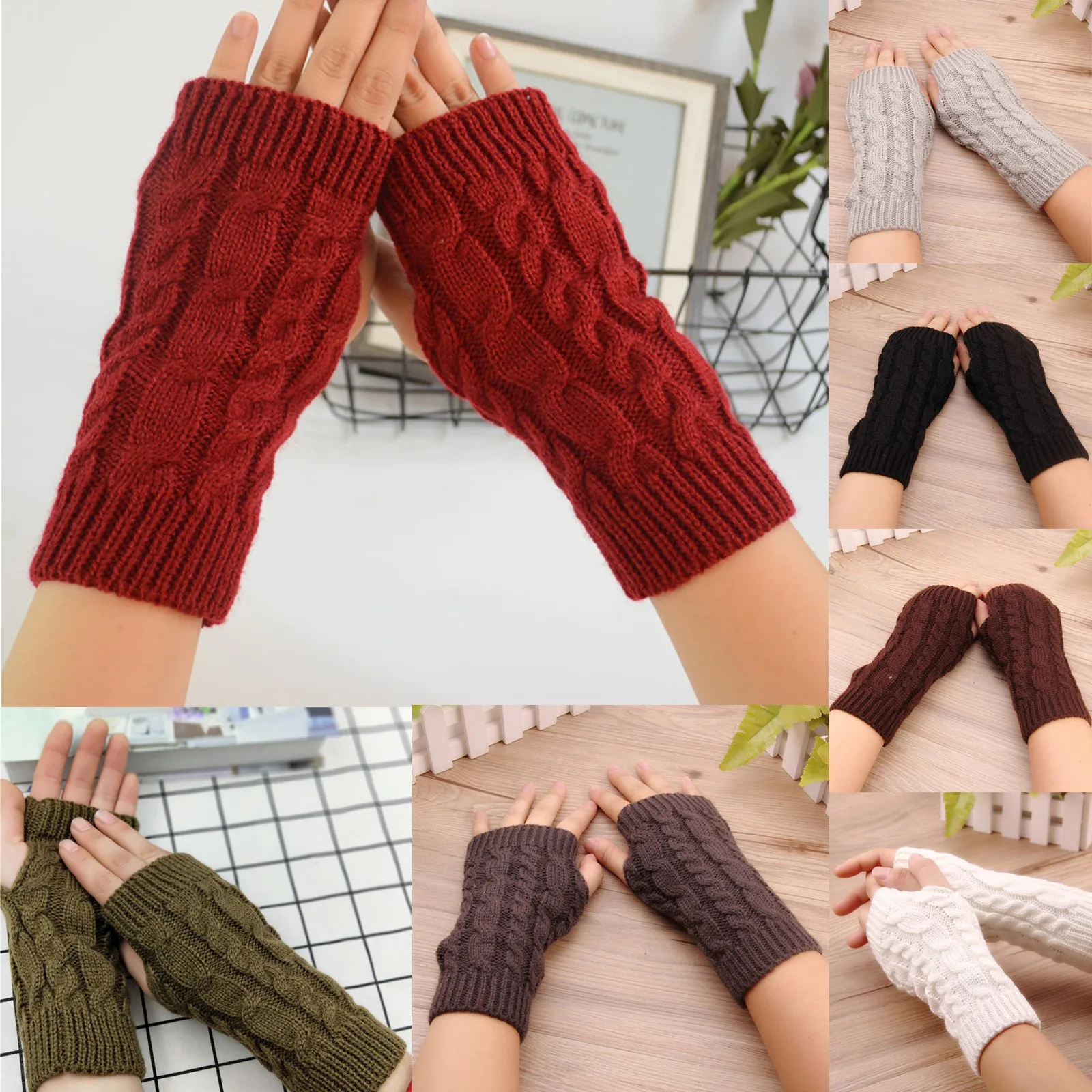 

Women's Winter Knitted Stretch Keep Warm Riding Gloves With Mobile Phone пеѬаки зимние женские Best Gift Breathable Soft